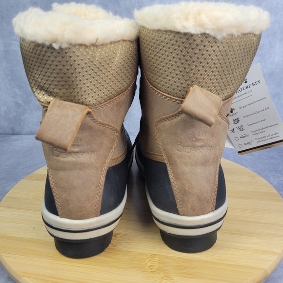 Bearpaw Women's Origin sheep wool Fur Winter waterproof Boots Tan & Black 8M - Picture 6 of 12